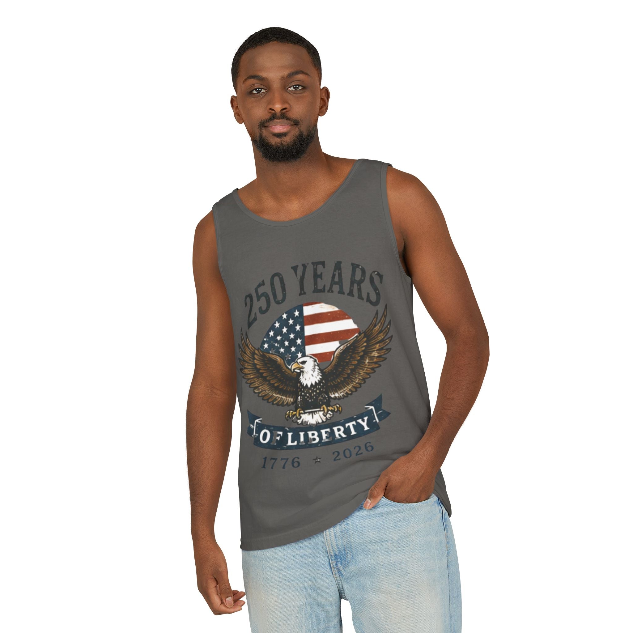 Liberty Eagle Tank Top — America 250 Years of Liberty — 4th of July — Beach, Summer, Tank-top, Freedom