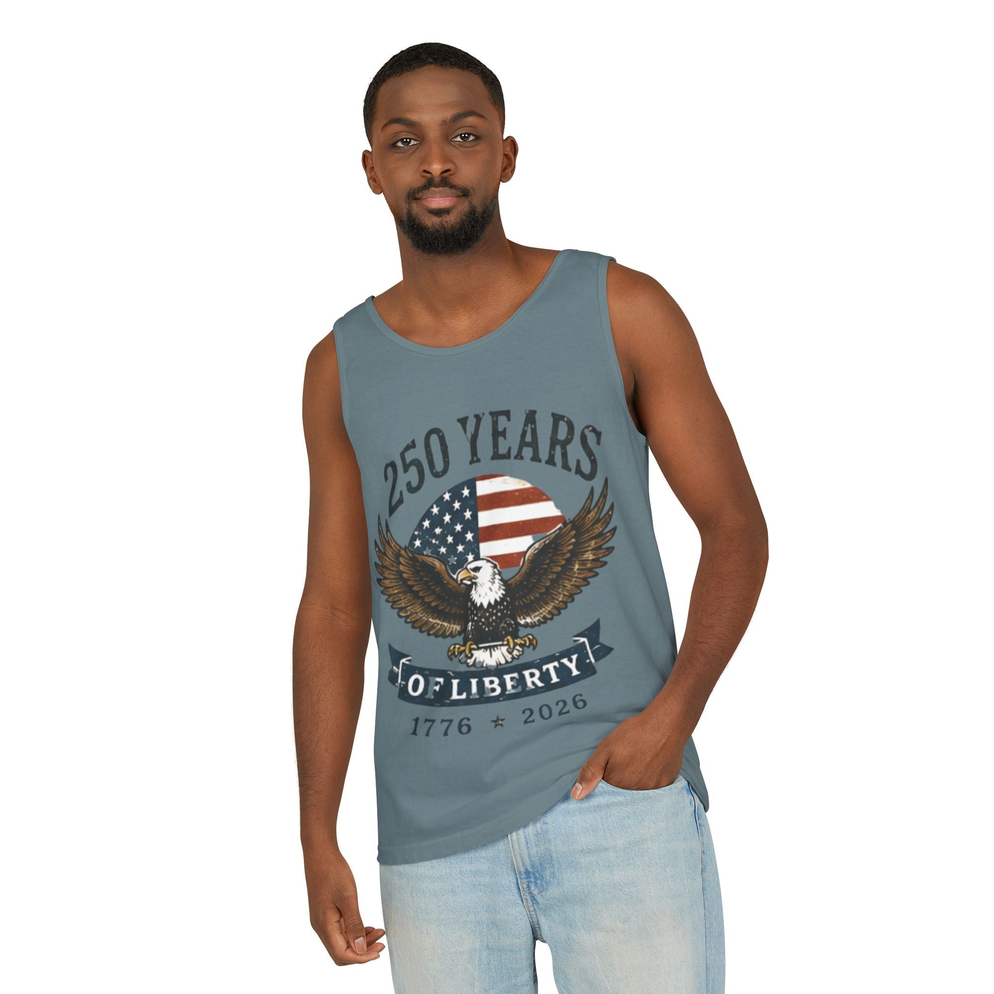 Liberty Eagle Tank Top — America 250 Years of Liberty — 4th of July — Beach, Summer, Tank-top, Freedom
