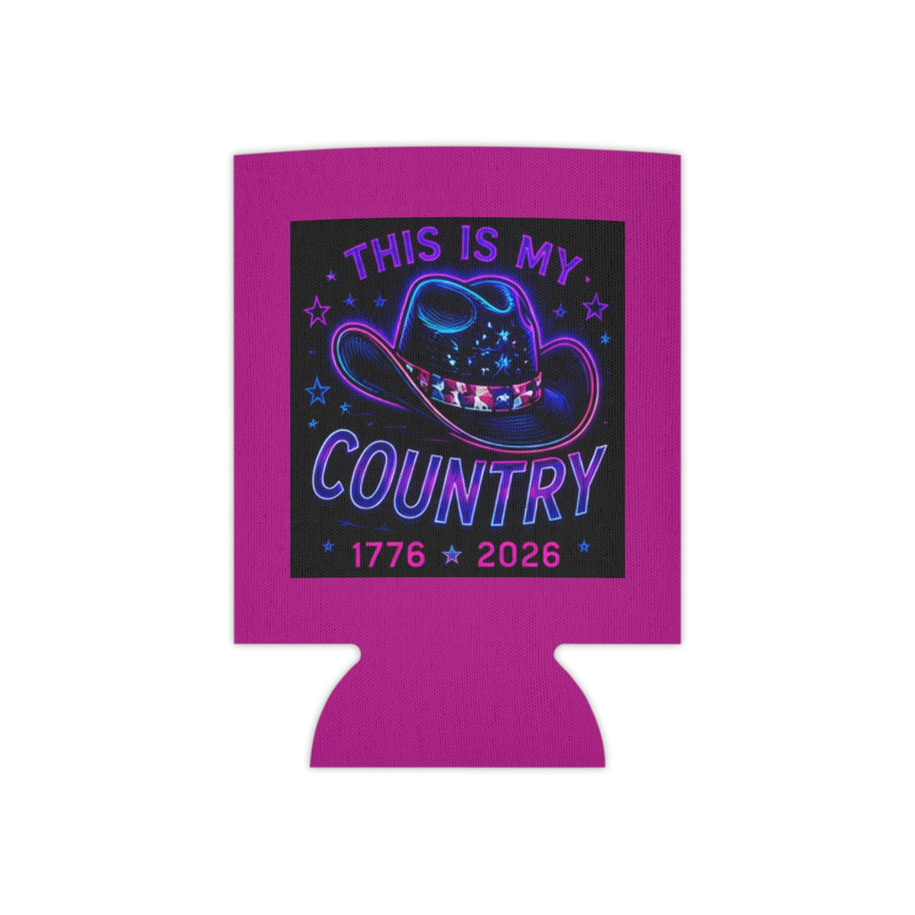 Patriotic Cowboy Can Cooler — "This Is My Country 1776-2026" America, July 4th, Western Koozie
