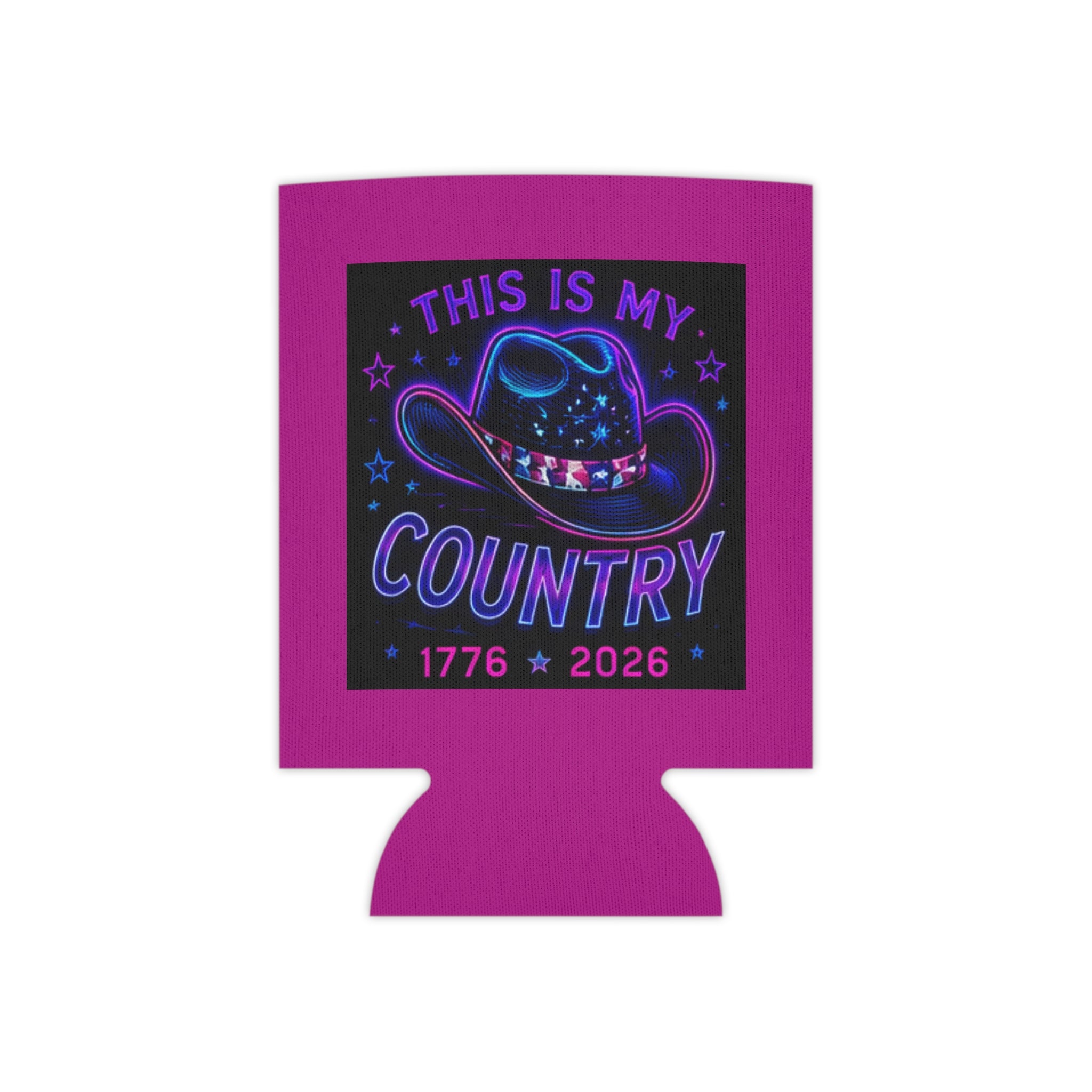 Patriotic Cowboy Can Cooler — "This Is My Country 1776-2026" America, July 4th, Western Koozie