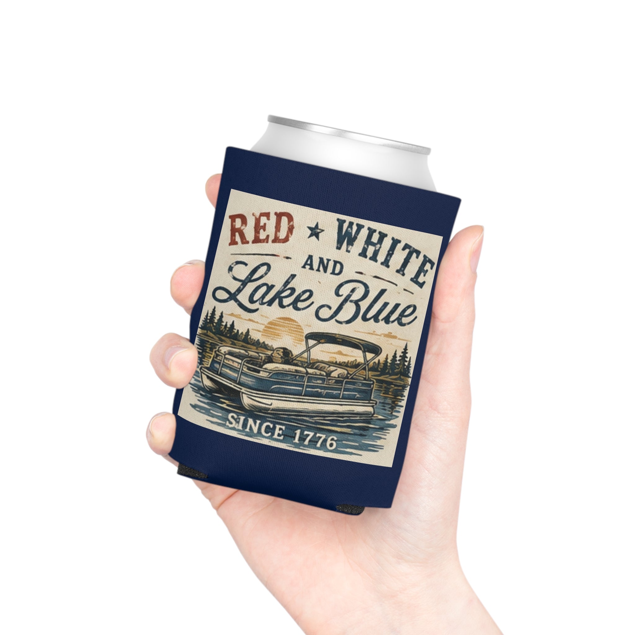 Patriotic Lake Life Can Cooler - "Red White and Lake Blue" / America 250, Koozie, 4th of July