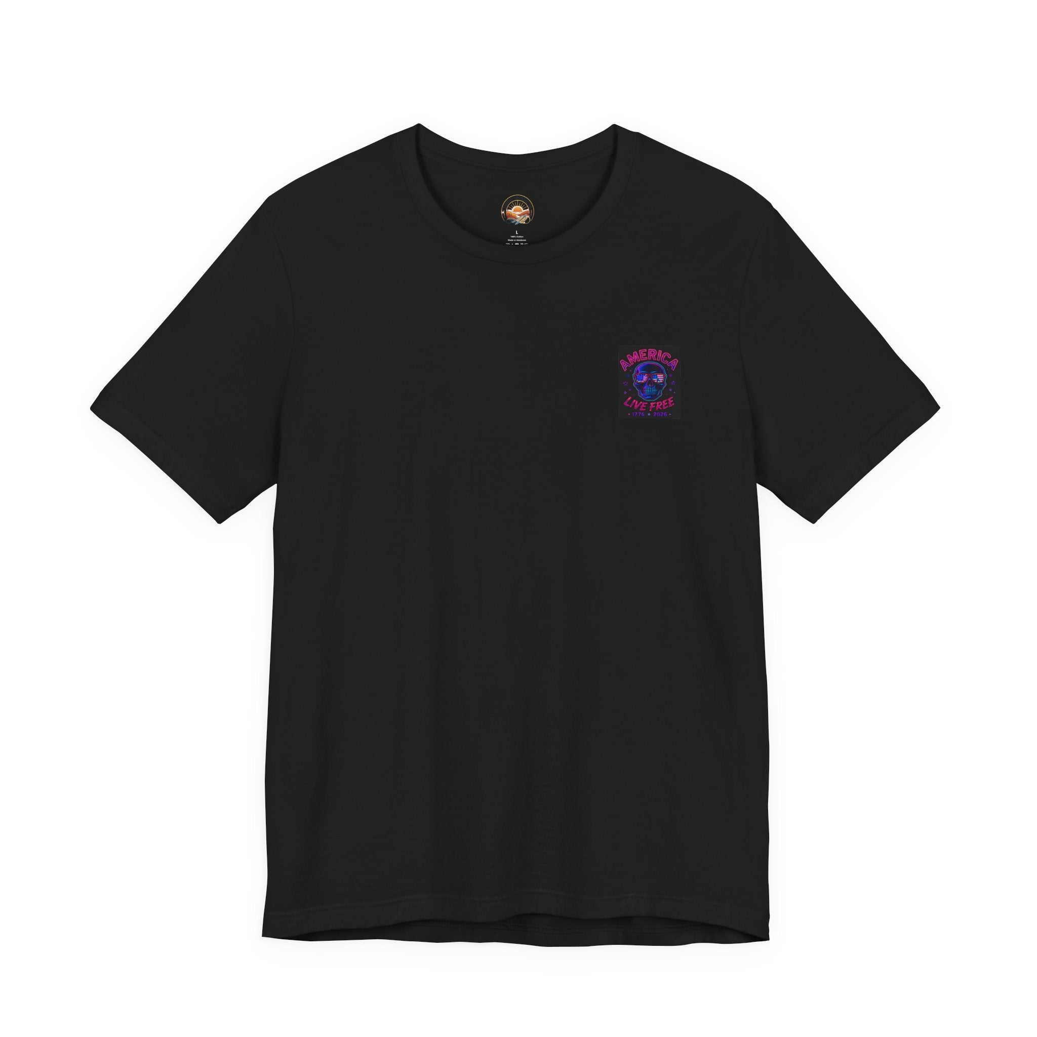 Born Free Live Free Tee — Neon Cowboy Skull Graphic T-Shirt, July 4th, America 250, Freedom, Liberty