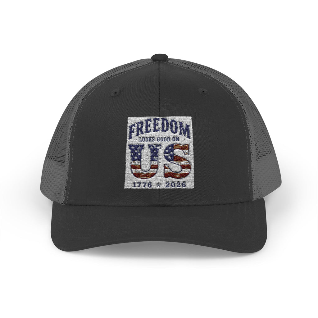 Freedom U.S. Flag Trucker Cap — Patriotic Snapback Hat 4th of July, America 250