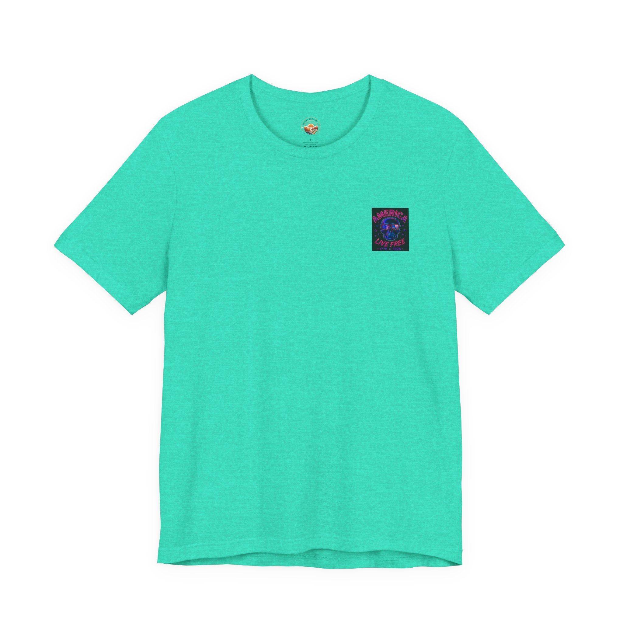 Born Free Live Free Tee — Neon Cowboy Skull Graphic T-Shirt, July 4th, America 250, Freedom, Liberty