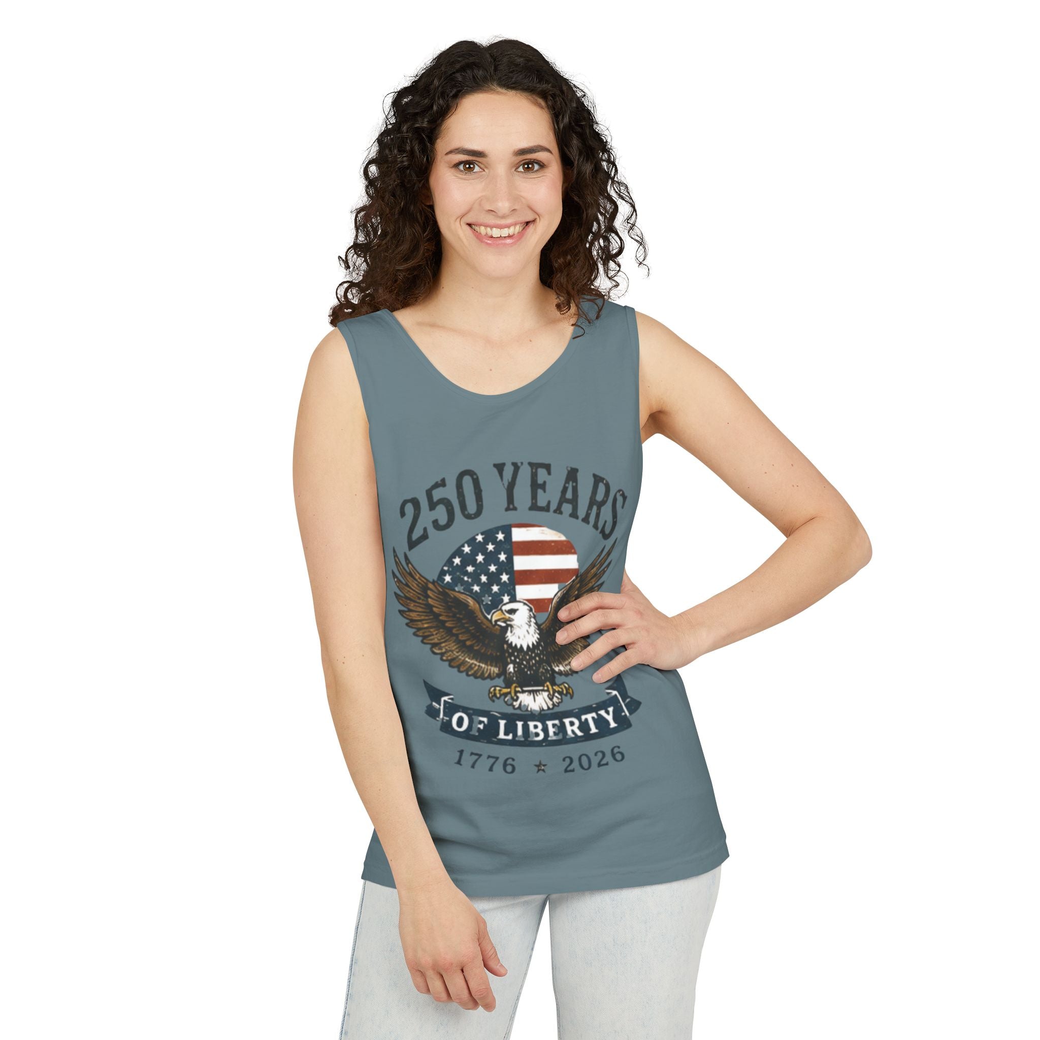 Liberty Eagle Tank Top — America 250 Years of Liberty — 4th of July — Beach, Summer, Tank-top, Freedom