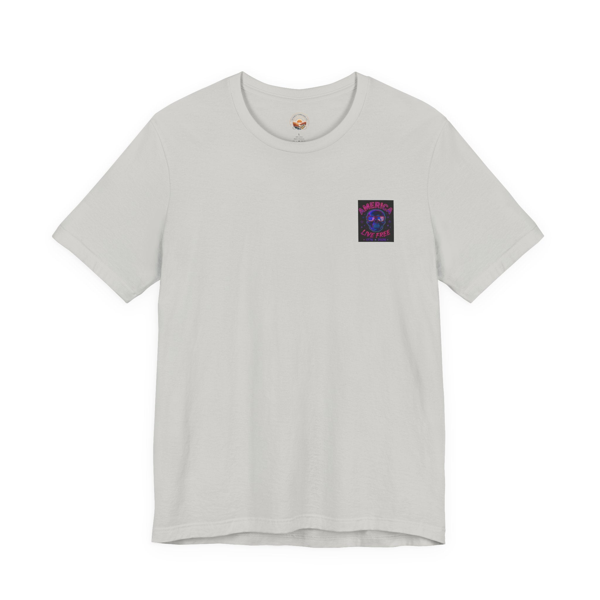 Born Free Live Free Tee — Neon Cowboy Skull Graphic T-Shirt, July 4th, America 250, Freedom, Liberty