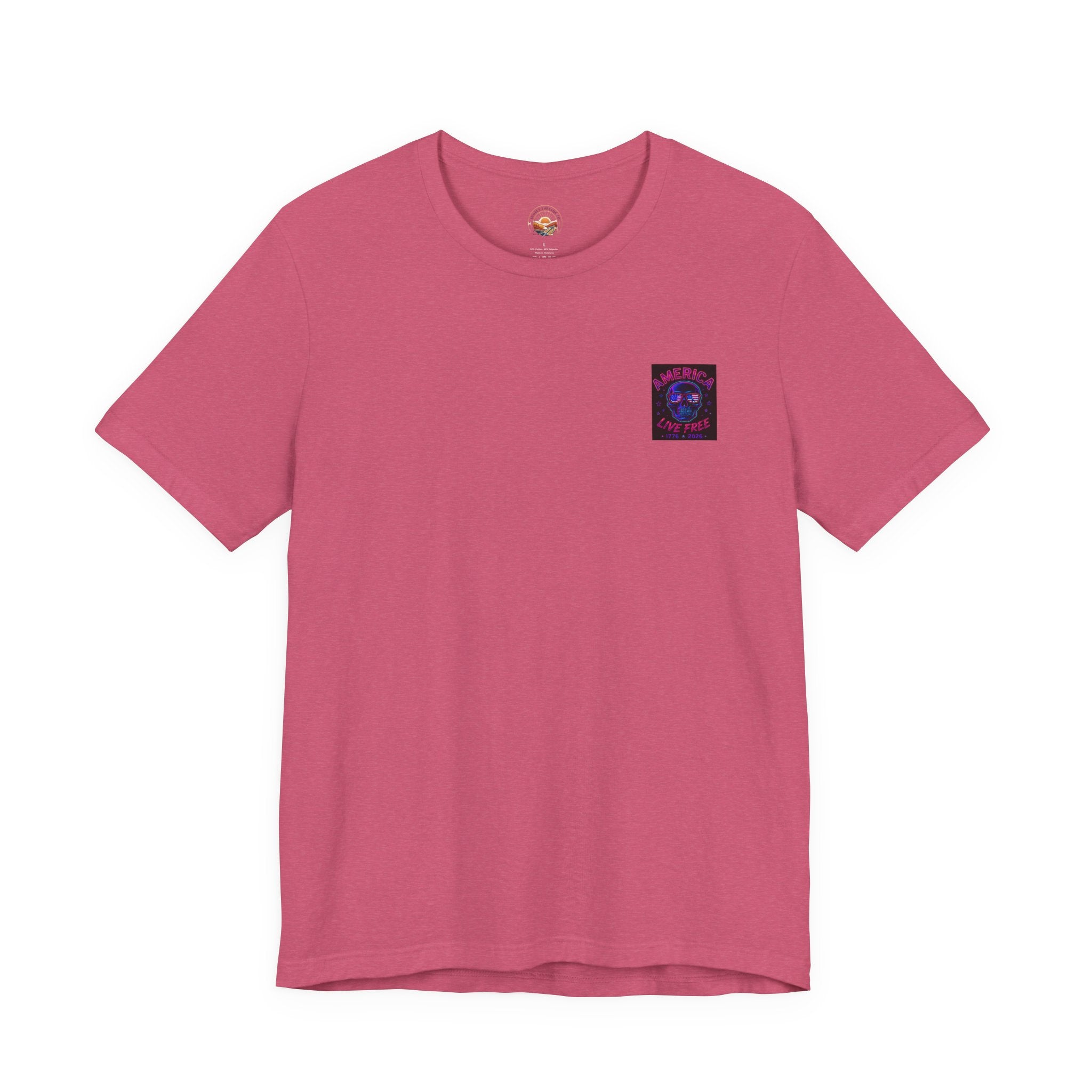 Born Free Live Free Tee — Neon Cowboy Skull Graphic T-Shirt, July 4th, America 250, Freedom, Liberty
