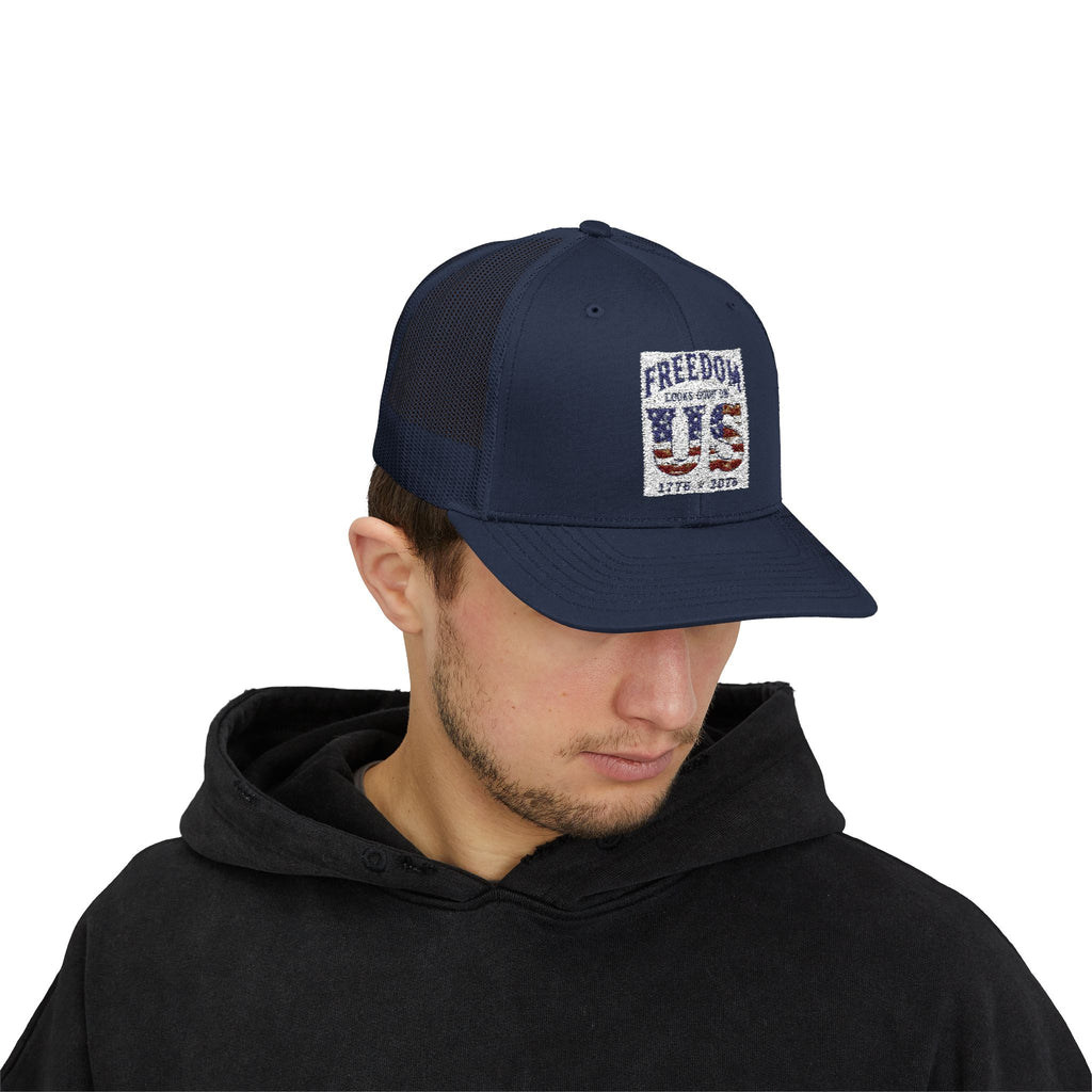 Freedom U.S. Flag Trucker Cap — Patriotic Snapback Hat 4th of July, America 250