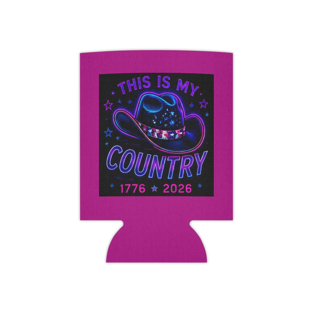 Patriotic Cowboy Can Cooler — "This Is My Country 1776-2026" America, July 4th, Western Koozie
