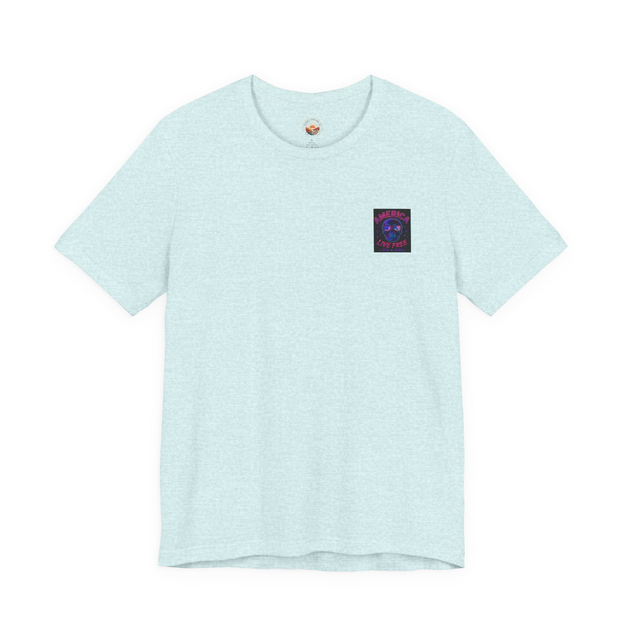 Born Free Live Free Tee — Neon Cowboy Skull Graphic T-Shirt, July 4th, America 250, Freedom, Liberty