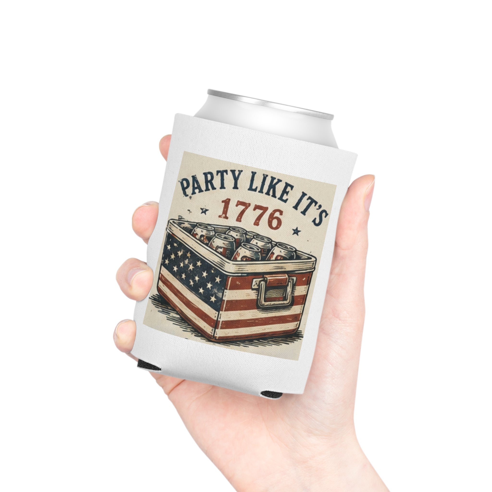 Can Cooler — 'Party Like It's 1776' / 'America 250' Patriotic 4th of July Beverage Koozie — Freedom Huggie