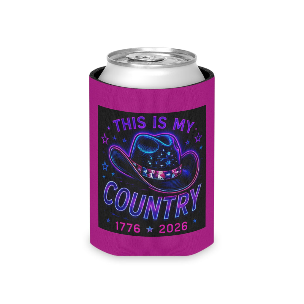 Patriotic Cowboy Can Cooler — "This Is My Country 1776-2026" America, July 4th, Western Koozie