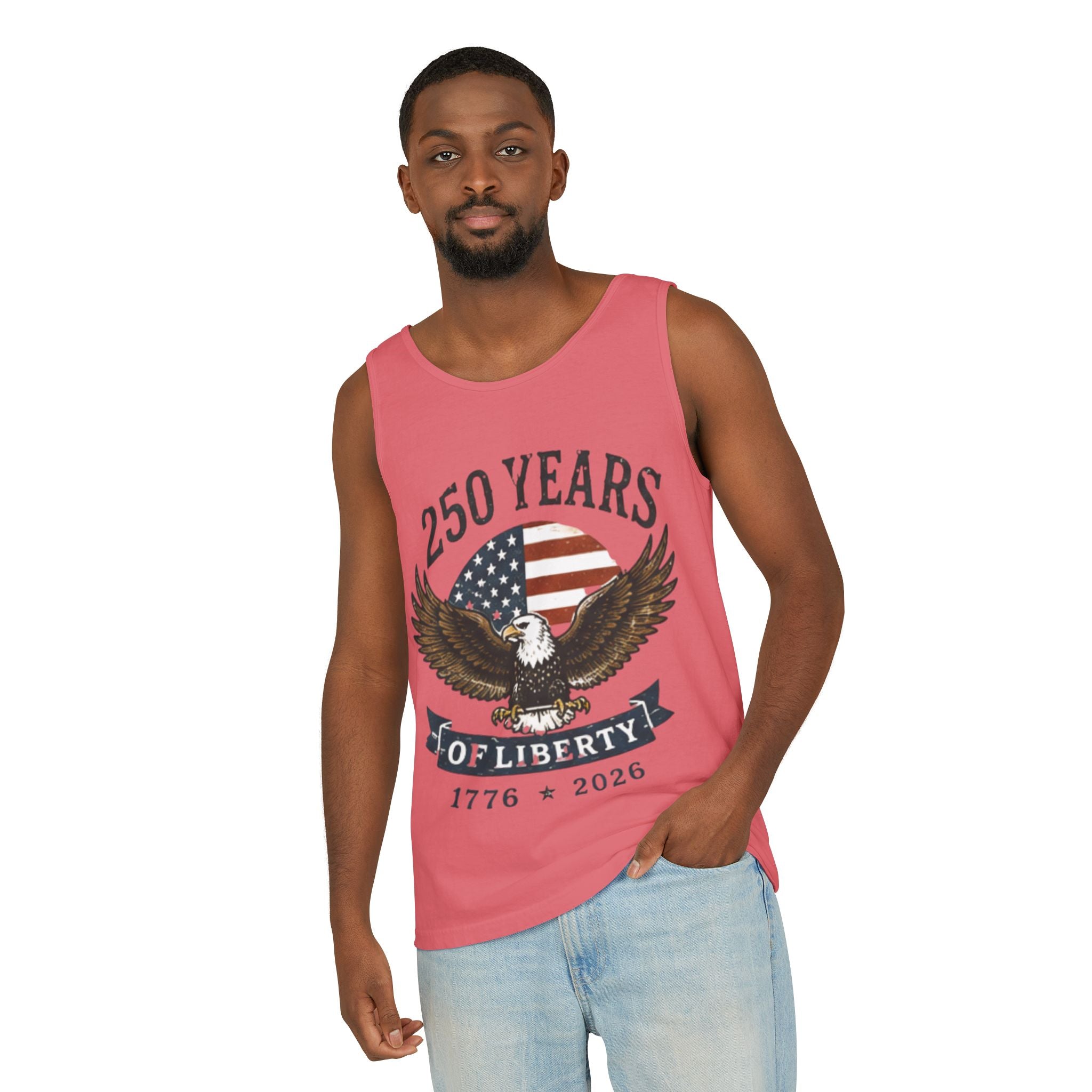 Liberty Eagle Tank Top — America 250 Years of Liberty — 4th of July — Beach, Summer, Tank-top, Freedom