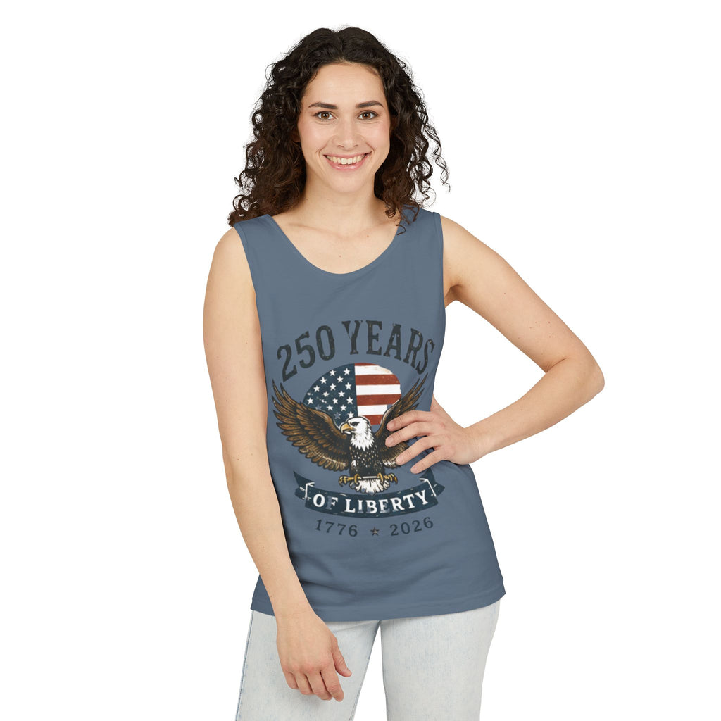 Liberty Eagle Tank Top — America 250 Years of Liberty — 4th of July — Beach, Summer, Tank-top, Freedom