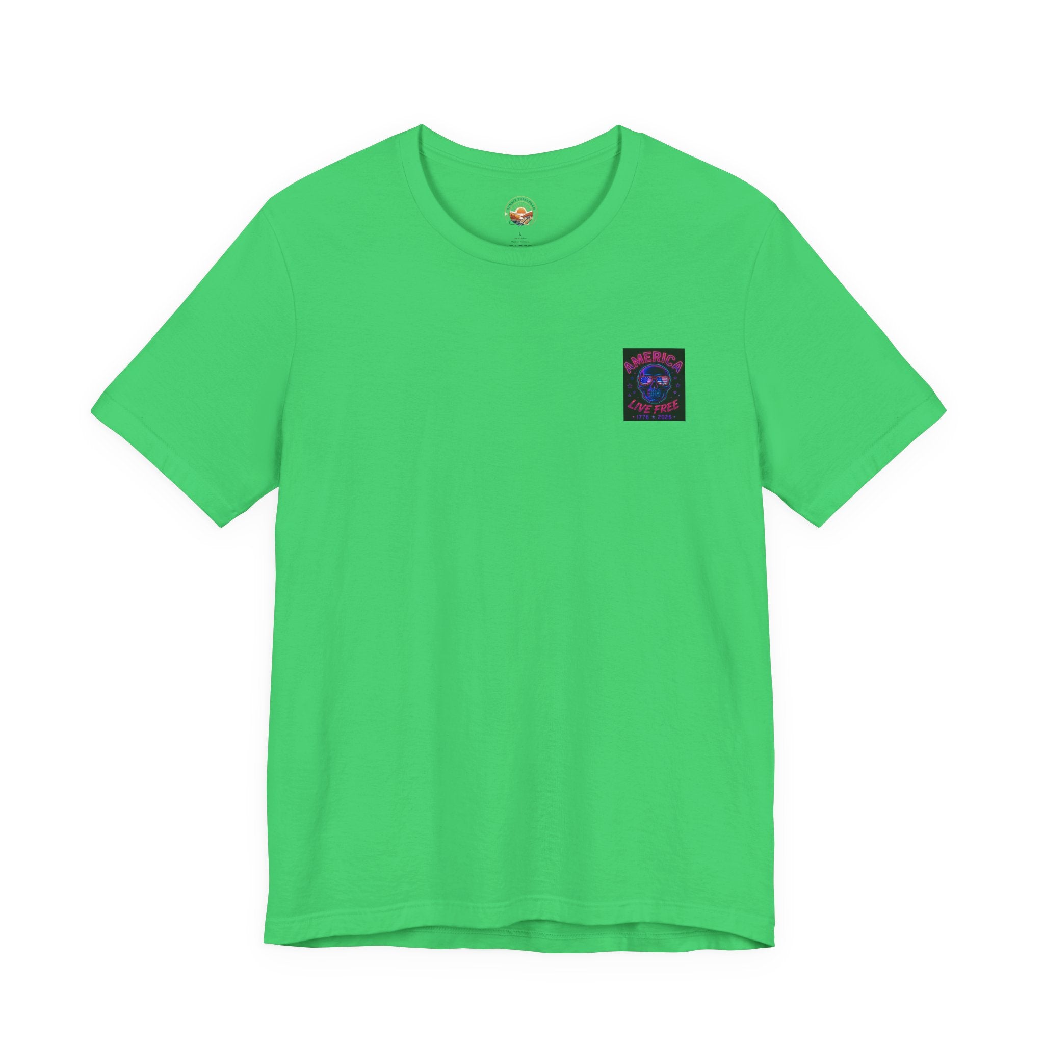 Born Free Live Free Tee — Neon Cowboy Skull Graphic T-Shirt, July 4th, America 250, Freedom, Liberty