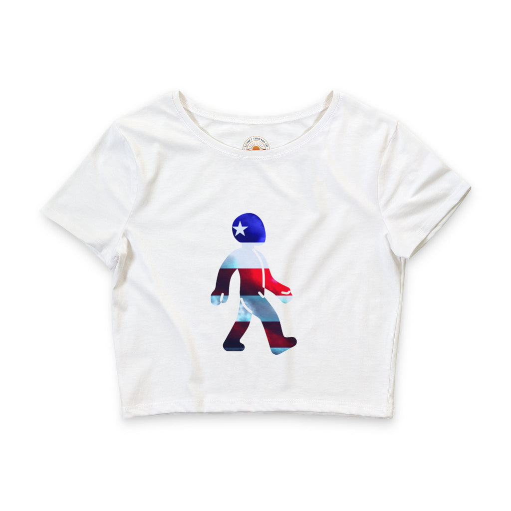 Patriotic Crop Tee — American Flag Graphic Women’s Crop Top — T-shirt 4th of July— Freedom Baby!