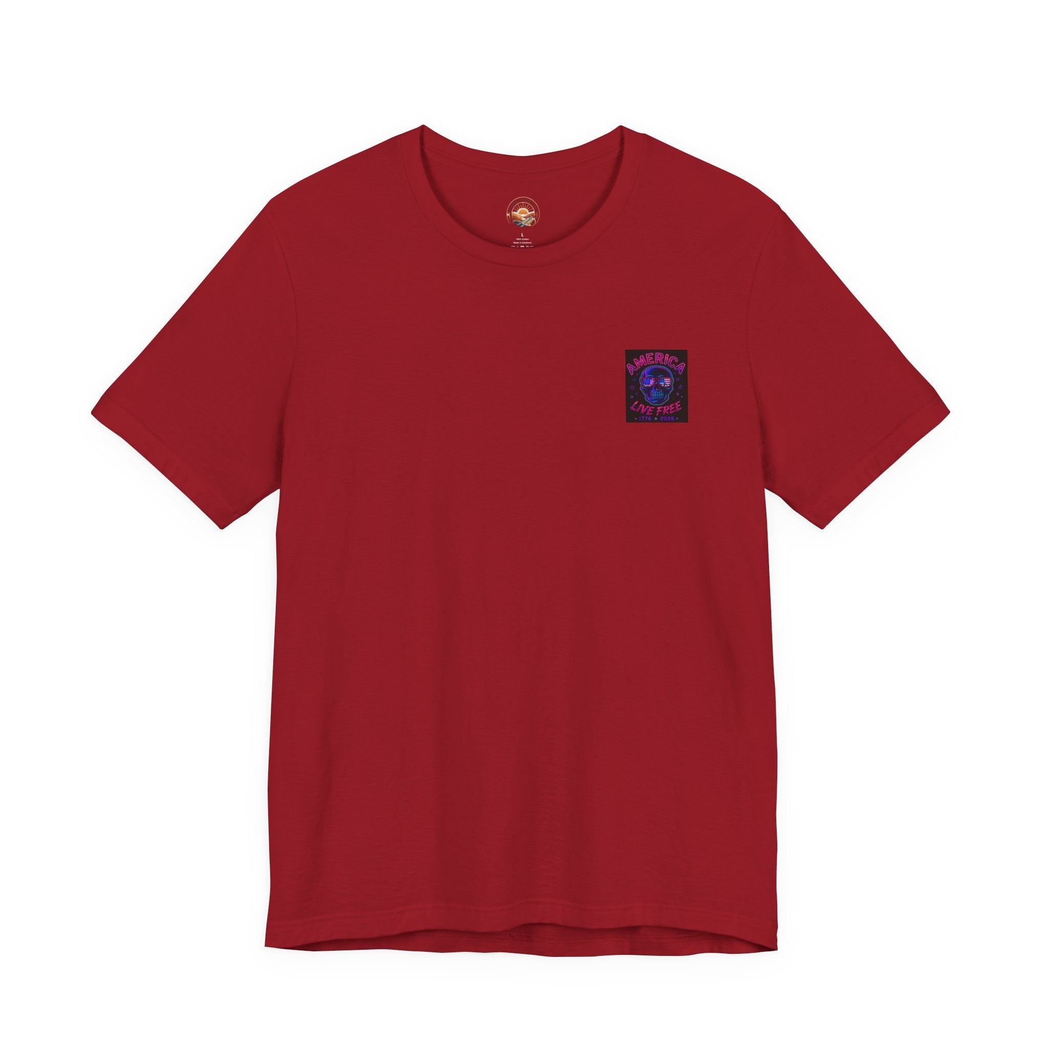 Born Free Live Free Tee — Neon Cowboy Skull Graphic T-Shirt, July 4th, America 250, Freedom, Liberty