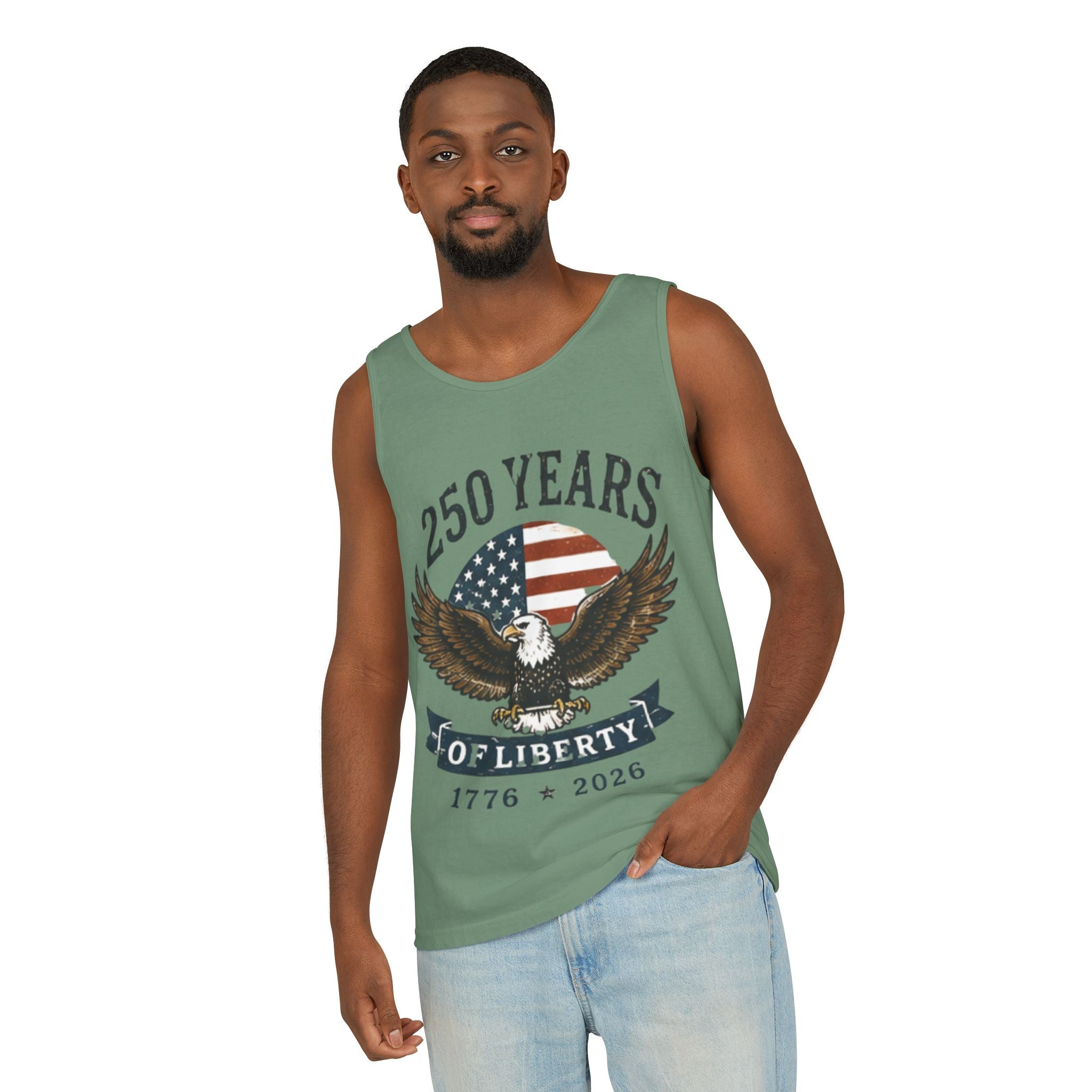 Liberty Eagle Tank Top — America 250 Years of Liberty — 4th of July — Beach, Summer, Tank-top, Freedom