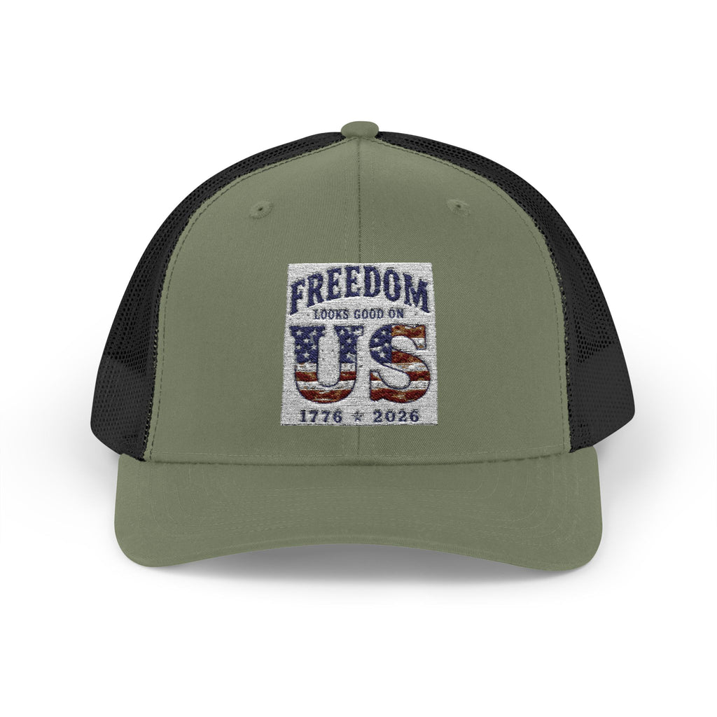 Freedom U.S. Flag Trucker Cap — Patriotic Snapback Hat 4th of July, America 250