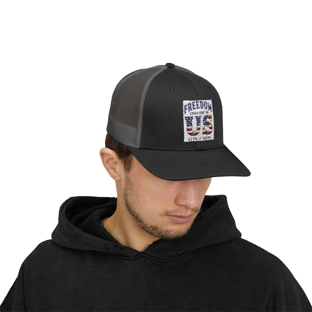 Freedom U.S. Flag Trucker Cap — Patriotic Snapback Hat 4th of July, America 250