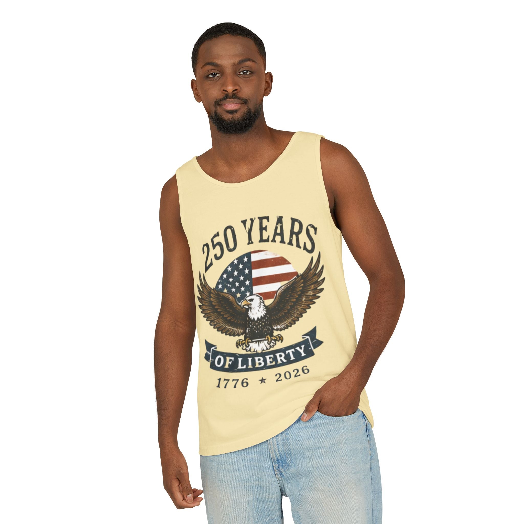 Liberty Eagle Tank Top — America 250 Years of Liberty — 4th of July — Beach, Summer, Tank-top, Freedom