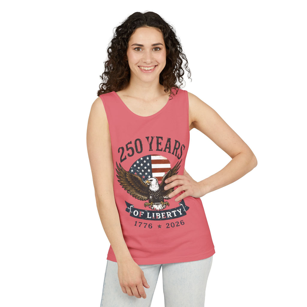 Liberty Eagle Tank Top — America 250 Years of Liberty — 4th of July — Beach, Summer, Tank-top, Freedom