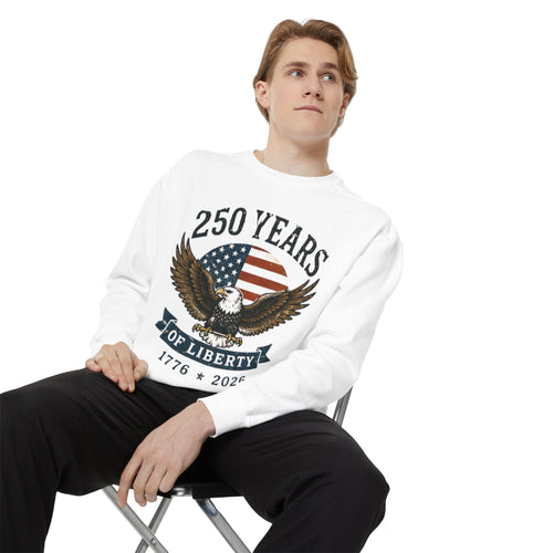 250 Years of Liberty Eagle Sweatshirt – Patriotic America 4th of July Crewneck — Unisex