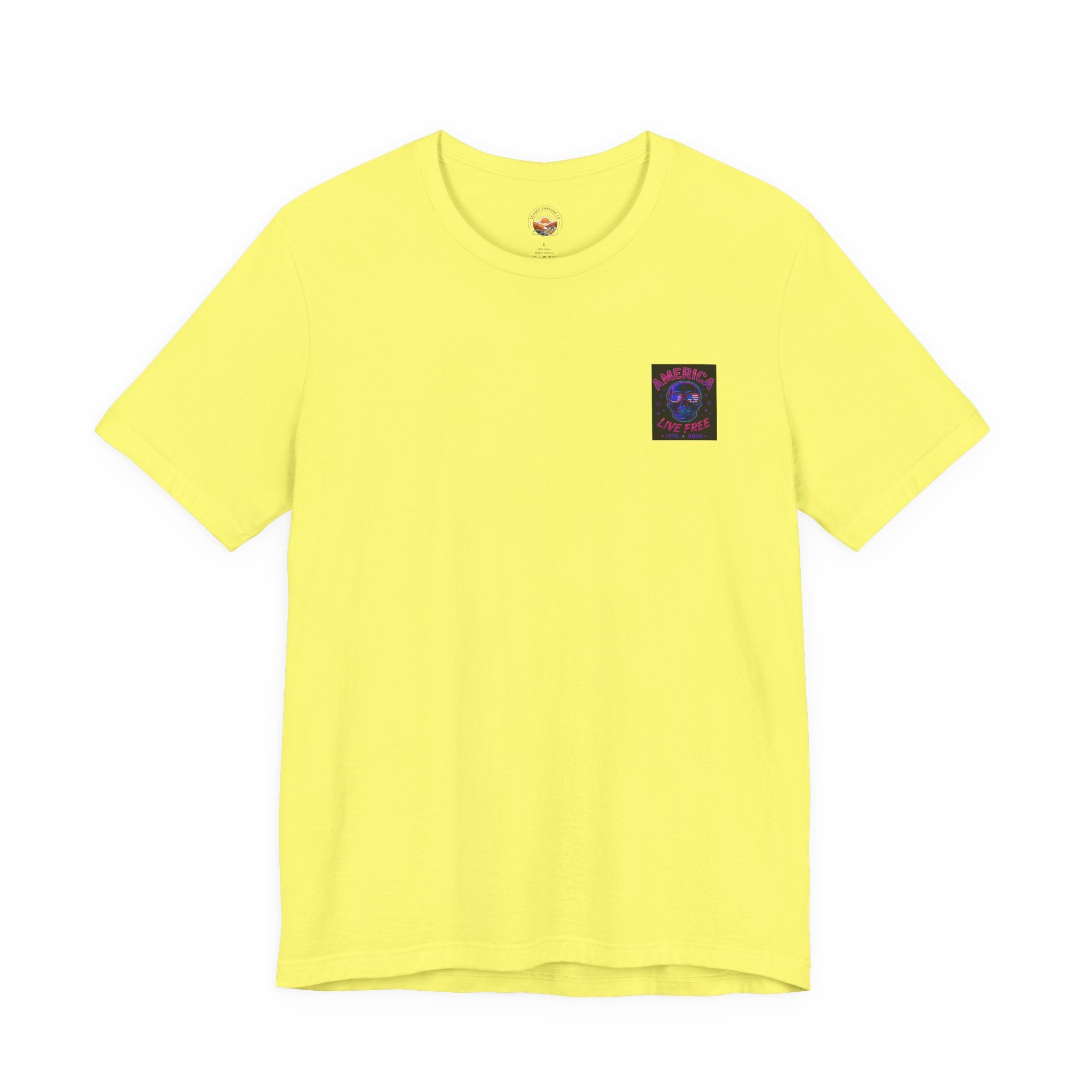 Born Free Live Free Tee — Neon Cowboy Skull Graphic T-Shirt, July 4th, America 250, Freedom, Liberty