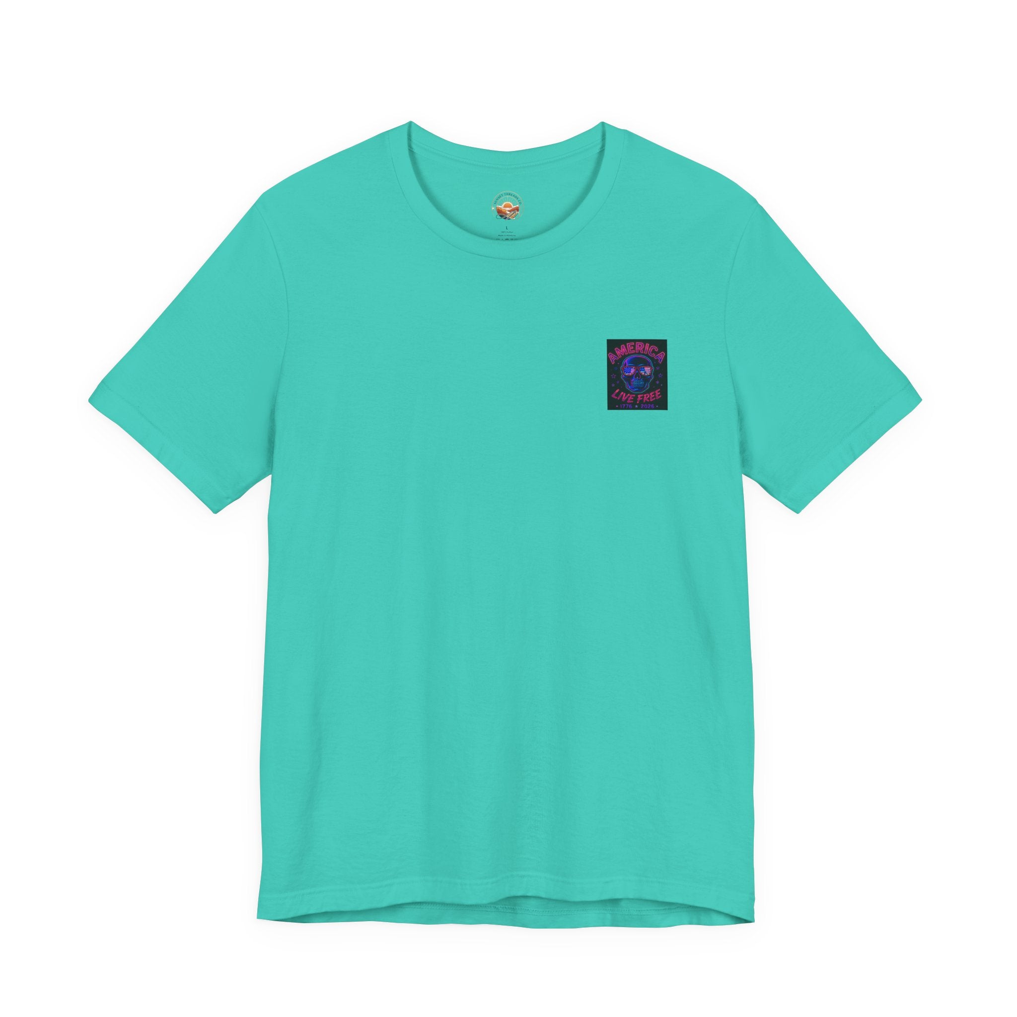 Born Free Live Free Tee — Neon Cowboy Skull Graphic T-Shirt, July 4th, America 250, Freedom, Liberty