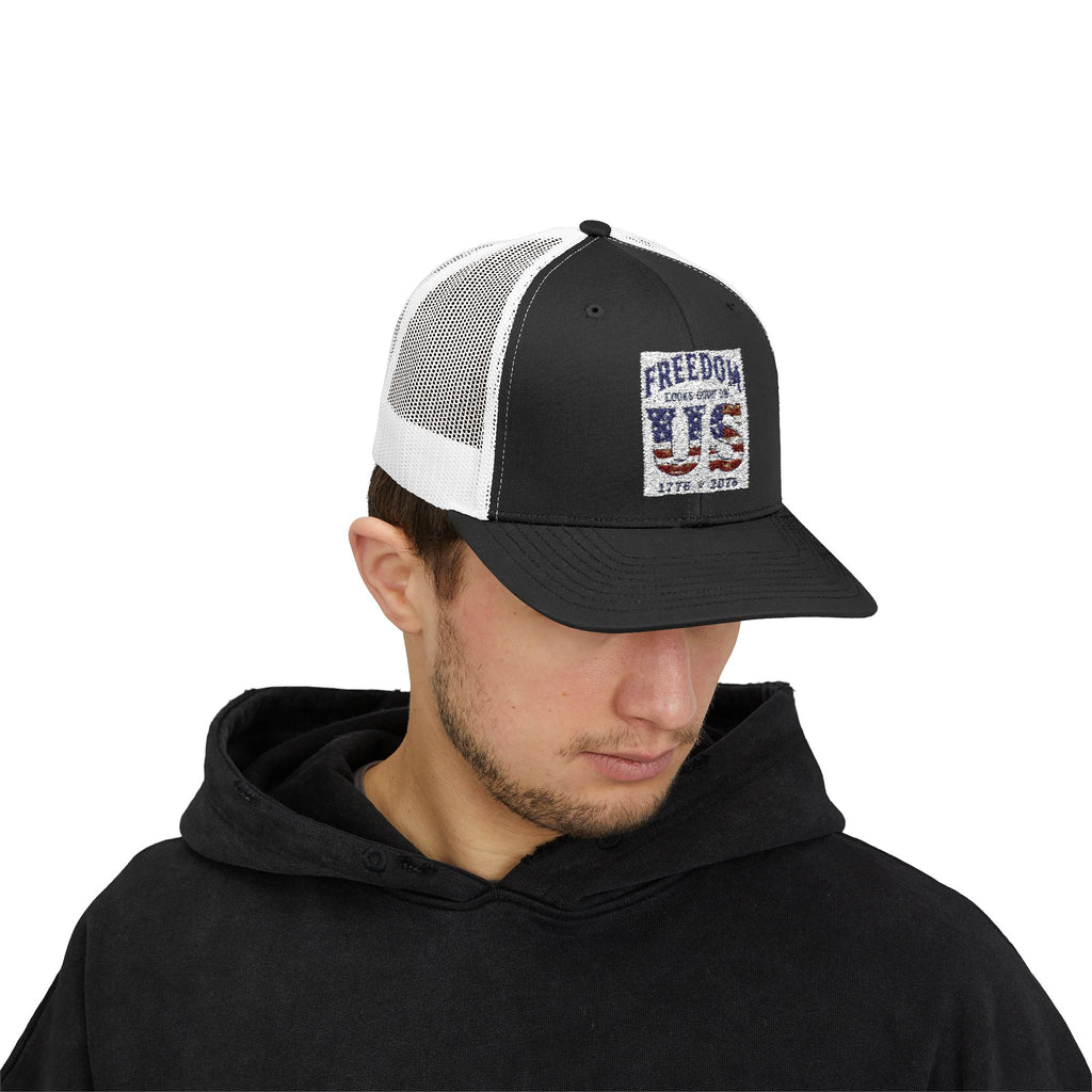 Freedom U.S. Flag Trucker Cap — Patriotic Snapback Hat 4th of July, America 250